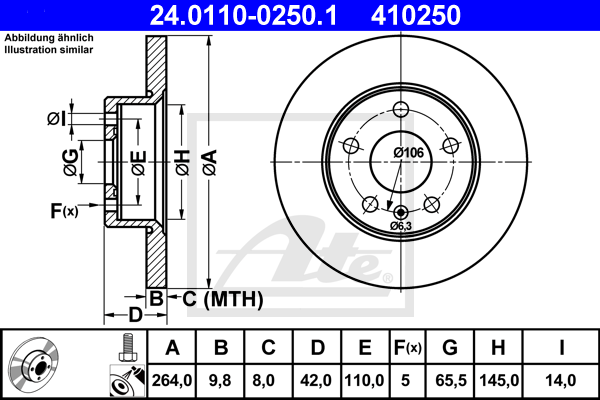 Тормозной диск ABE арт. 24.0110-0250.1