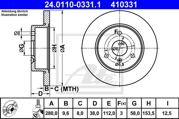 Тормозной диск BOSCH арт. 24.0110-0331.1