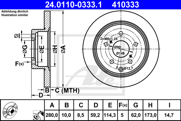 Гальмівний диск BLUE PRINT арт. 24011003331