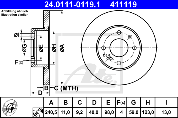 Тормозной диск ABE арт. 24011101191