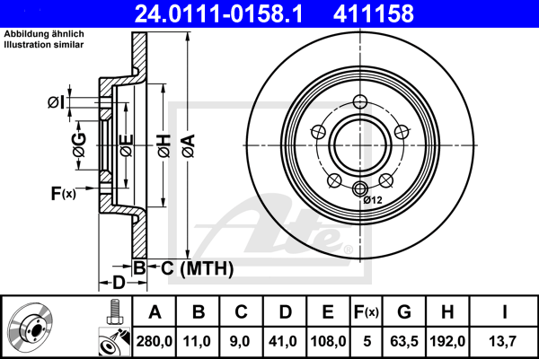 Тормозной диск A.B.S. арт. 24.0111-0158.1