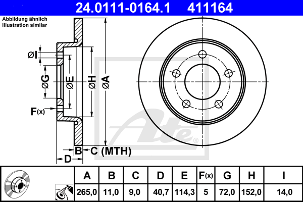 Тормозной диск NK арт. 24.0111-0164.1