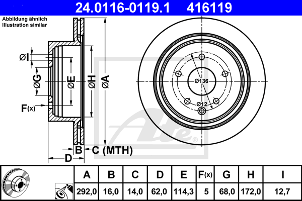 Тормозной диск ZIMMERMANN арт. 24.0116-0119.1