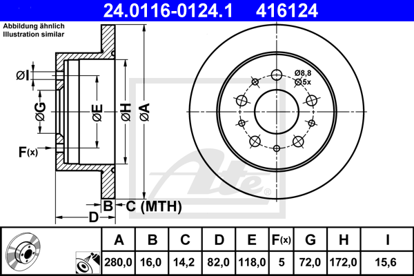 Тормозной диск REMSA арт. 24.0116-0124.1