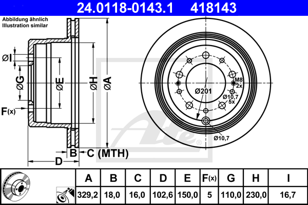 Тормозной диск ABE арт. 24.0118-0143.1