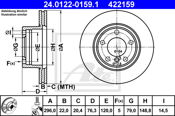 Тормозной диск BMW арт. 24.0122-0159.1