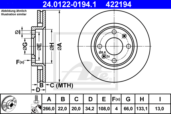 Тормозной диск BREMBO арт. 24012201941