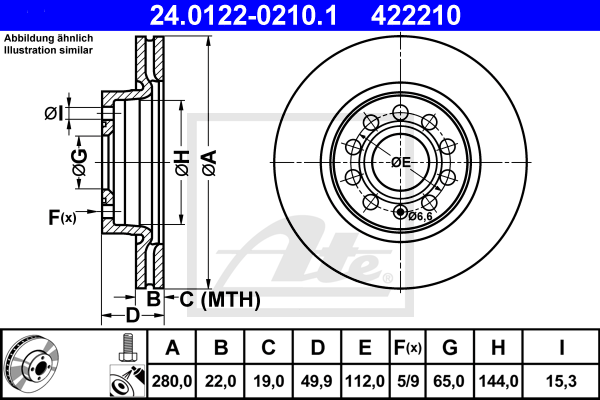Тормозной диск MEYLE арт. 24.0122-0210.1