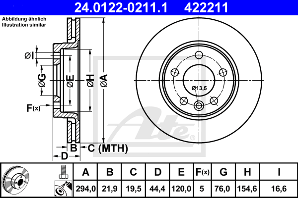 Тормозной диск ZIMMERMANN арт. 24.0122-0211.1
