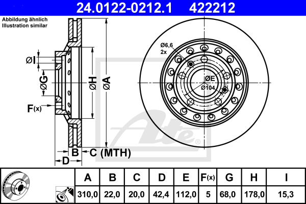 Тормозной диск ZIMMERMANN арт. 24012202121