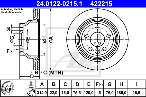 Тормозной диск ABE арт. 24.0122-0215.1