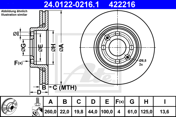 Тормозной диск ZIMMERMANN арт. 24.0122-0216.1