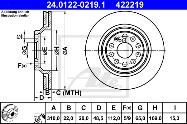 Тормозной диск VAG арт. 24.0122-0219.1