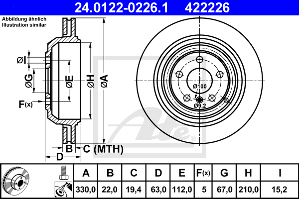 Тормозной диск BOSCH арт. 24.0122-0226.1