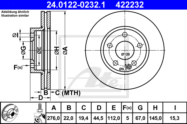 Тормозной диск  арт. 24.0122-0232.1