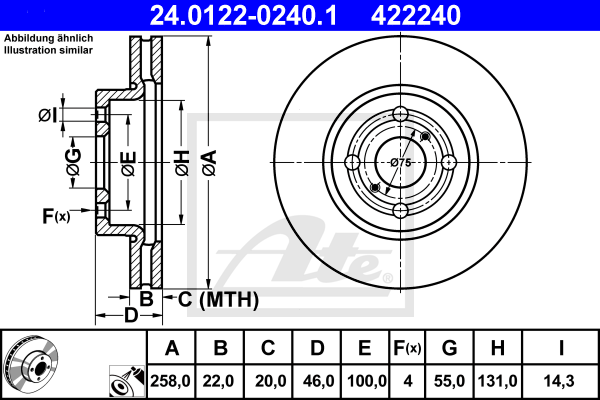 Тормозной диск NK арт. 24.0122-0240.1