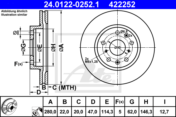 Тормозной диск BOSCH арт. 24.0122-0252.1