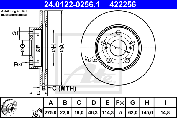 Тормозной диск BOSCH арт. 24.0122-0256.1