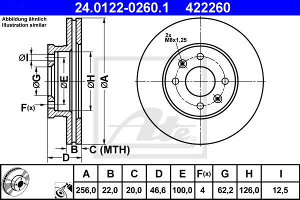 Тормозной диск HYUNDAI арт. 24.0122-0260.1