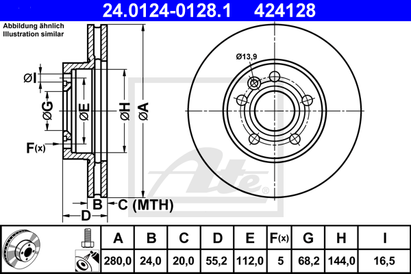 Тормозной диск  арт. 24.0124-0128.1