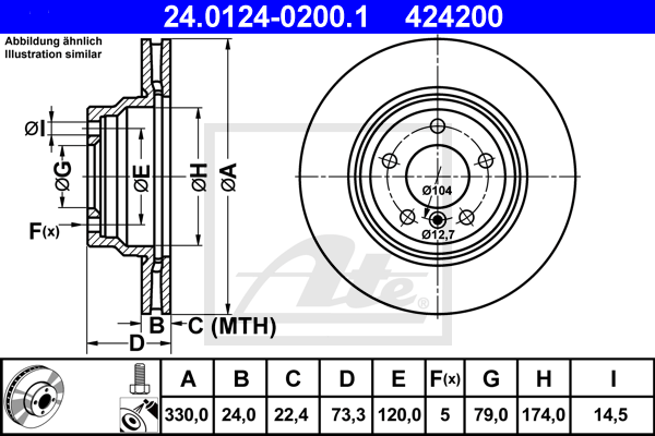 Тормозной диск NK арт. 24.0124-0200.1
