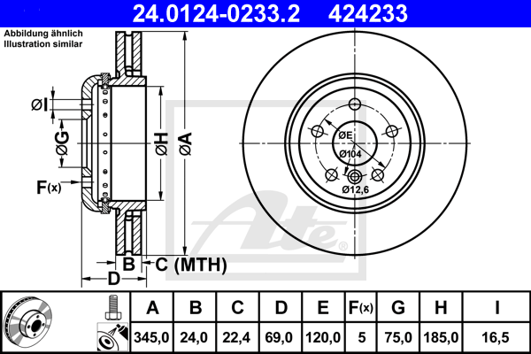 Тормозной диск ZIMMERMANN арт. 24.0124-0233.2