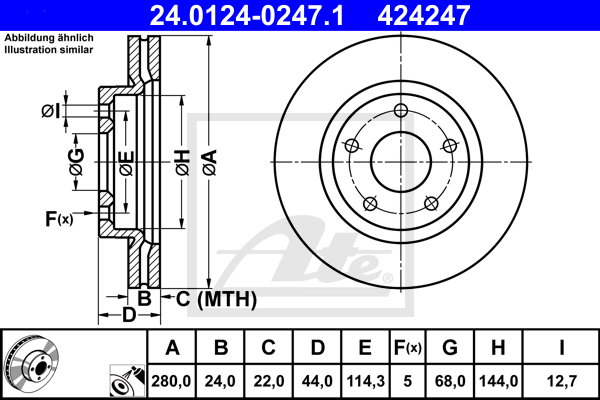 Тормозной диск BOSCH арт. 24.0124-0247.1
