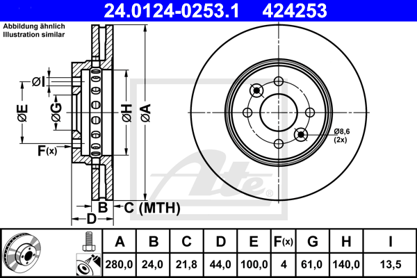 Тормозной диск A.B.S. арт. 24012402531