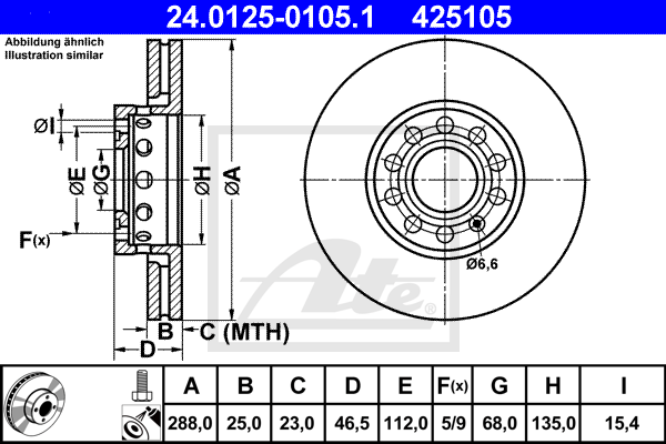 Тормозной диск BREMBO арт. 24.0125-0105.1