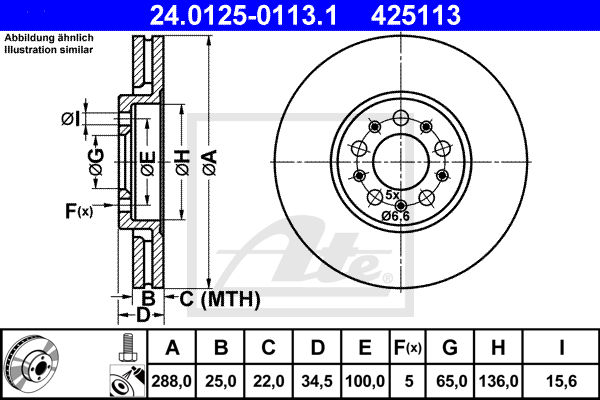Тормозной диск FEBI BILSTEIN арт. 24.0125-0113.1