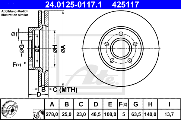 Тормозной диск ZIMMERMANN арт. 24.0125-0117.1