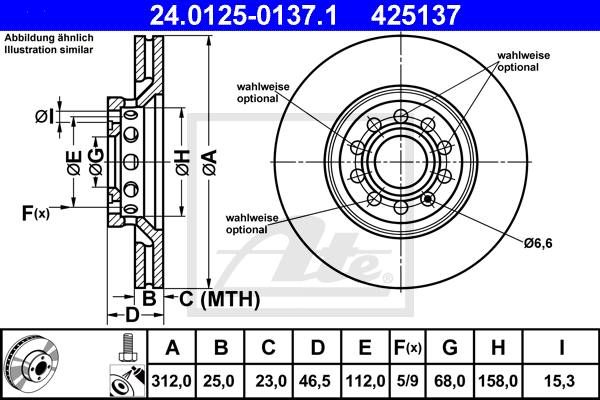 Тормозной диск NK арт. 24.0125-0137.1