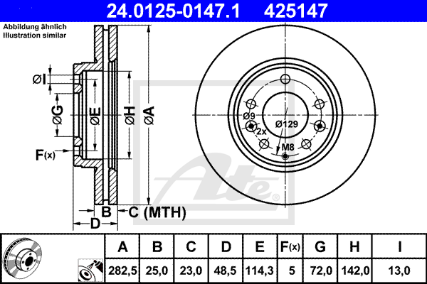 Тормозной диск BREMBO арт. 24.0125-0147.1