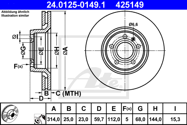 Тормозной диск TEXTAR арт. 24012501491