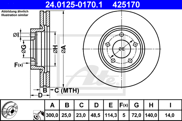 Тормозной диск KAVO PARTS арт. 24.0125-0170.1