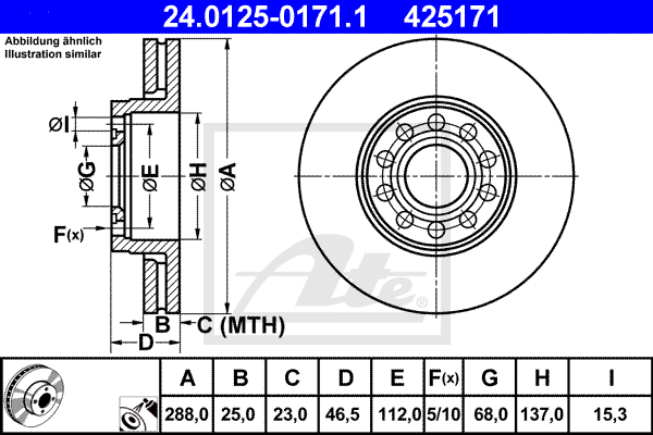 Тормозной диск ROTINGER арт. 24.0125-0171.1