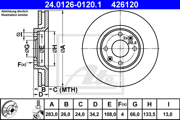 Тормозной диск BREMBO арт. 24012601201