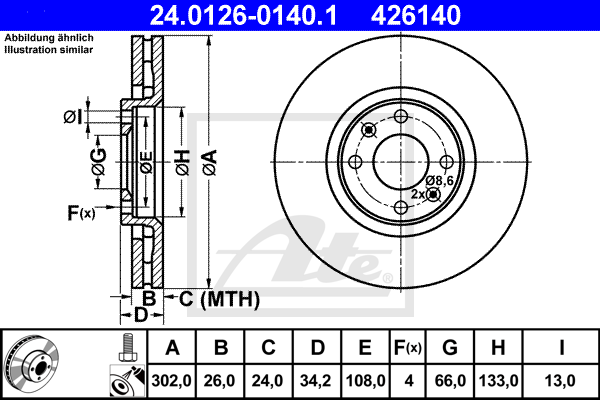 Тормозной диск ZIMMERMANN арт. 24.0126-0140.1