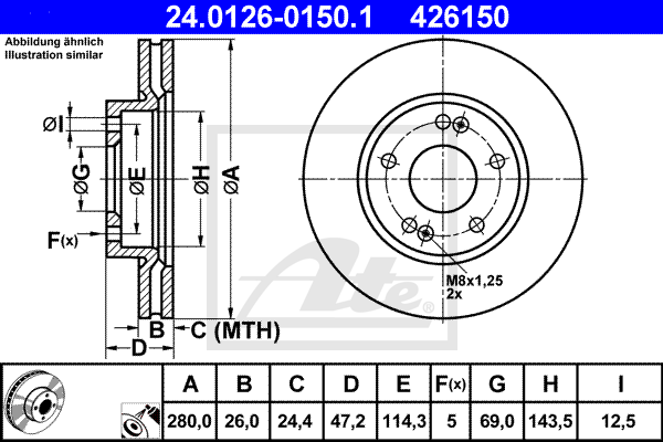 Тормозной диск ZIMMERMANN арт. 24012601501
