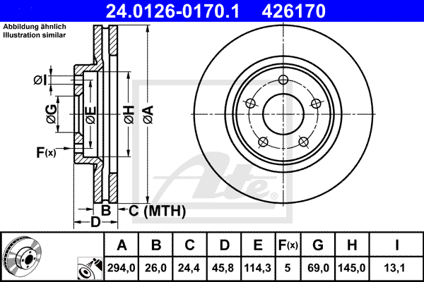 Тормозной диск DELPHI арт. 24.0126-0170.1