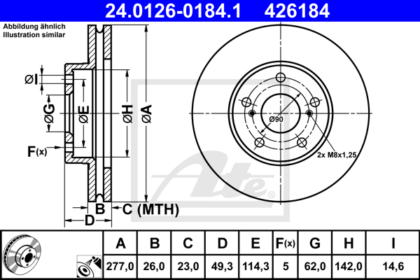Тормозной диск MEYLE арт. 24.0126-0184.1