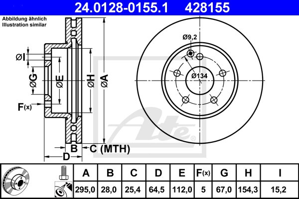Тормозной диск BOSCH арт. 24.0128-0155.1