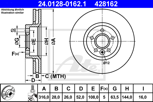 Тормозной диск TRW арт. 24.0128-0162.1