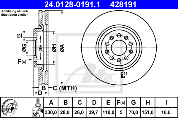 Тормозной диск ABE арт. 24.0128-0191.1