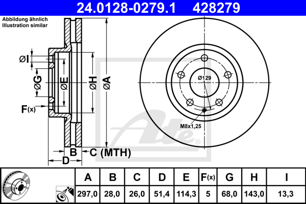 Тормозной диск BOSCH арт. 24.0128-0279.1