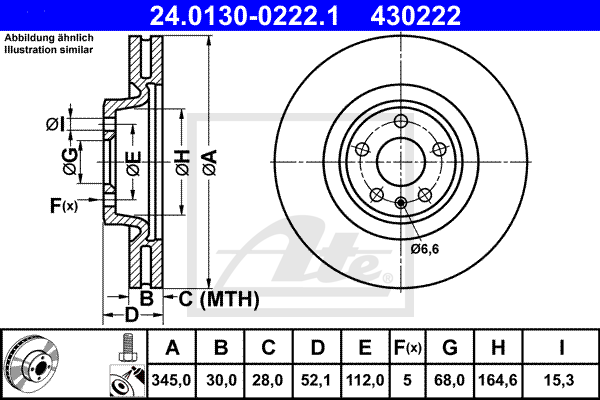 Тормозной диск BOSCH арт. 24.0130-0222.1