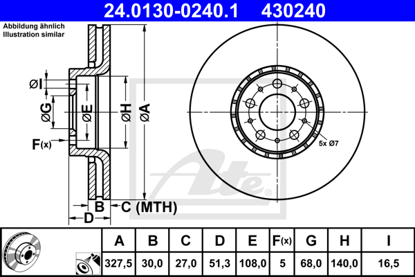 Тормозной диск BLUE PRINT арт. 24013002401