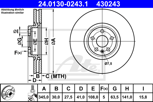 Тормозной диск ZIMMERMANN арт. 24.0130-0243.1