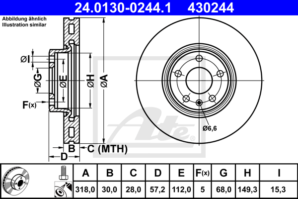 Тормозной диск ZIMMERMANN арт. 24.0130-0244.1