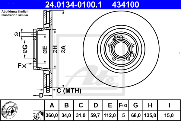 Тормозной диск ZIMMERMANN арт. 24.0134-0100.1